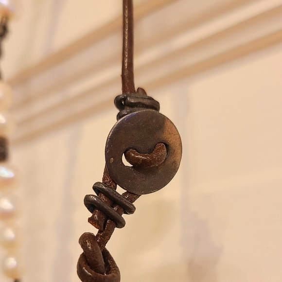 Pearl, Sterling and Brown Beaded Necklace - Picture 4 of 5